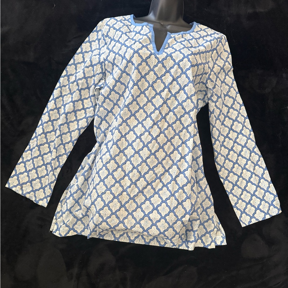 J. Jill Blue and White Tunic Top